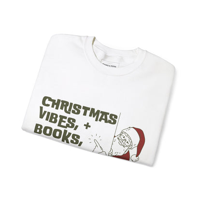 'Christmas vibes + Books' Crewneck Sweatshirt