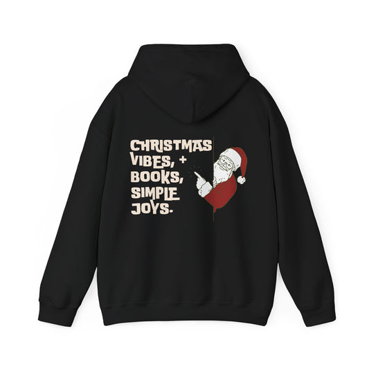 'Christmas vibes + books' Hooded Sweatshirt