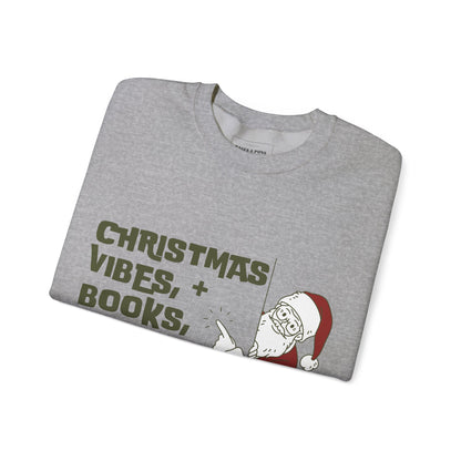 'Christmas vibes + Books' Crewneck Sweatshirt