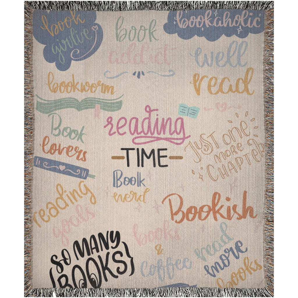 'Book lover' Woven throw- Creme/beige